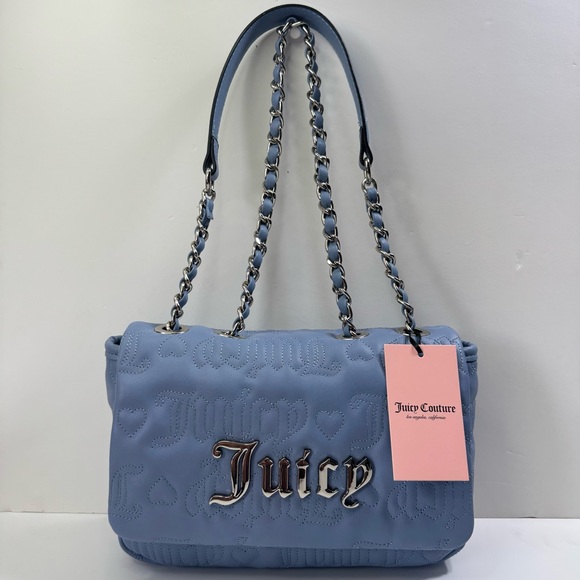 Juicy Couture Handbags - Juicy Couture YK2 Say My Name Flap Quilted Hearts Crossbody Bag Slate Blue